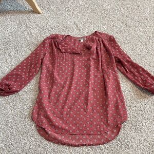 Pleione Burgundy Geometric Blouse